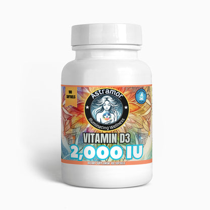 Bottle of Astramor Vitamin D3 softgels, the best vitamin D supplement for bone health