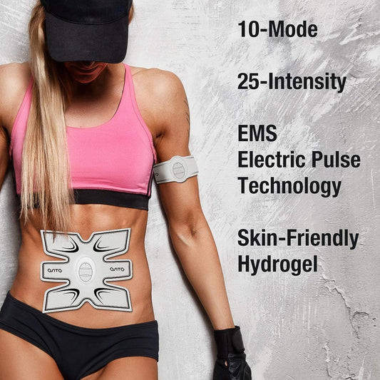 OSITO Advanced EMS Abs Stimulator & Trainer - Portable Muscle Toning Gear with Extra Gel Pads
