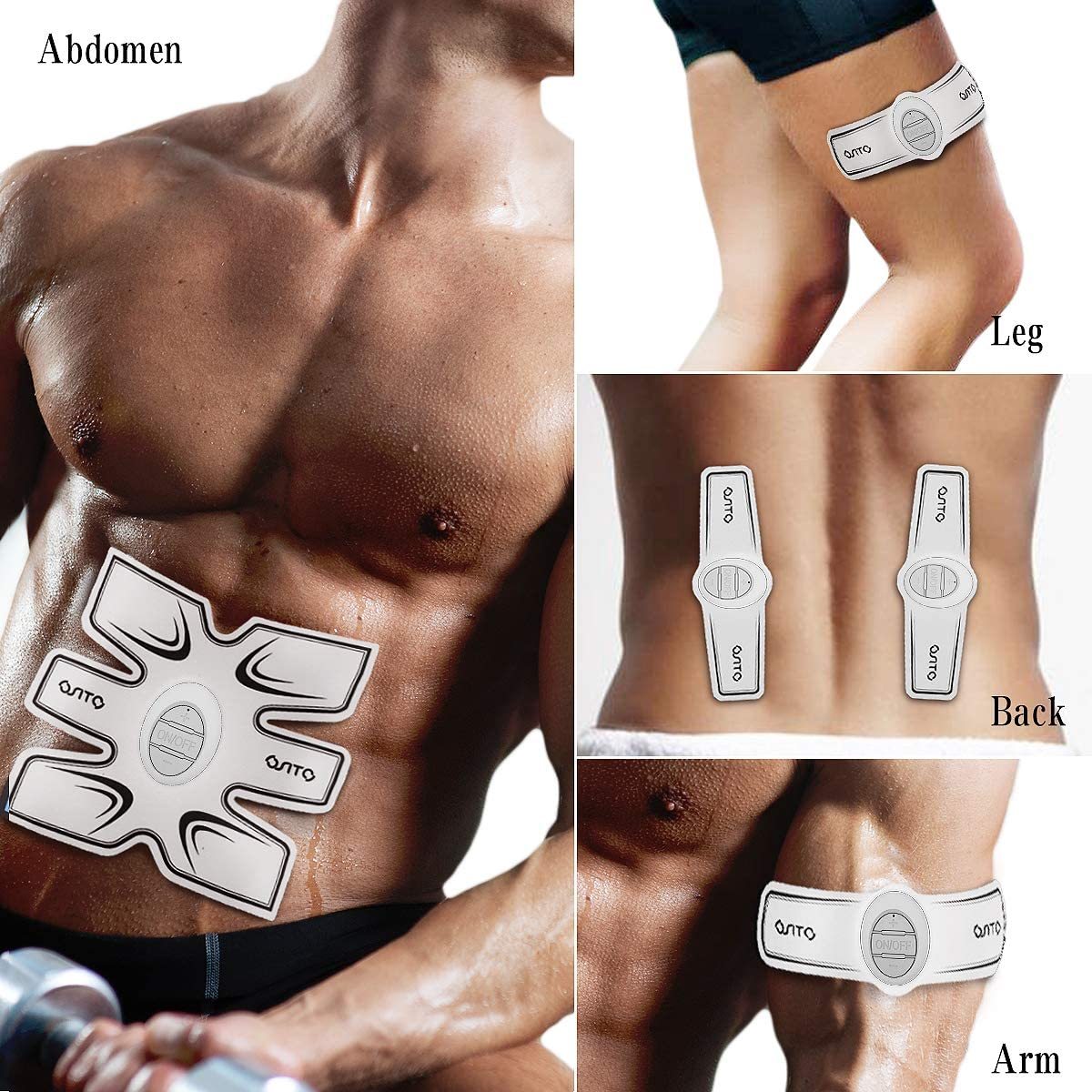 OSITO Advanced EMS Abs Stimulator & Trainer - Portable Muscle Toning Gear with Extra Gel Pads