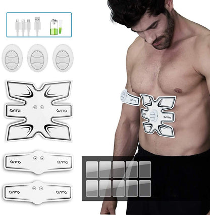 OSITO Advanced EMS Abs Stimulator & Trainer - Portable Muscle Toning Gear with Extra Gel Pads