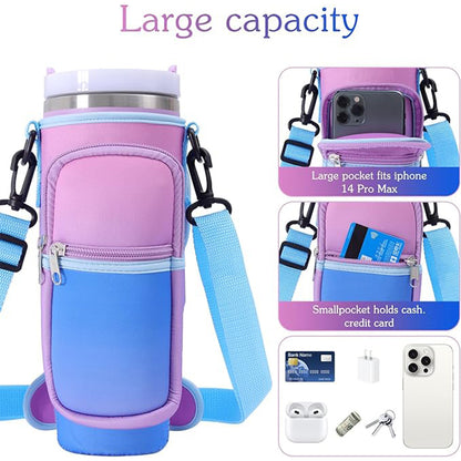 Versatile water bottle bag with padded shoulder strap, suitable for crossbody use