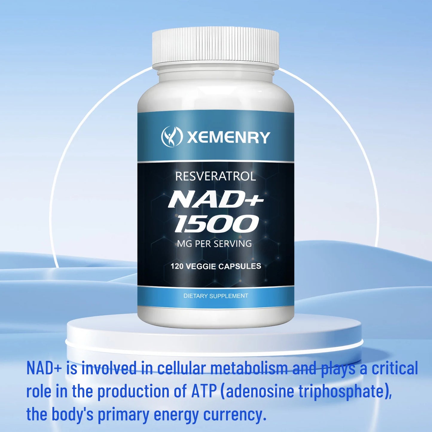 NAD+ Supplement with Resveratrol - Natural Energy Booster, Cellular Health Support, Anti-Aging Formula - 120 Capsules