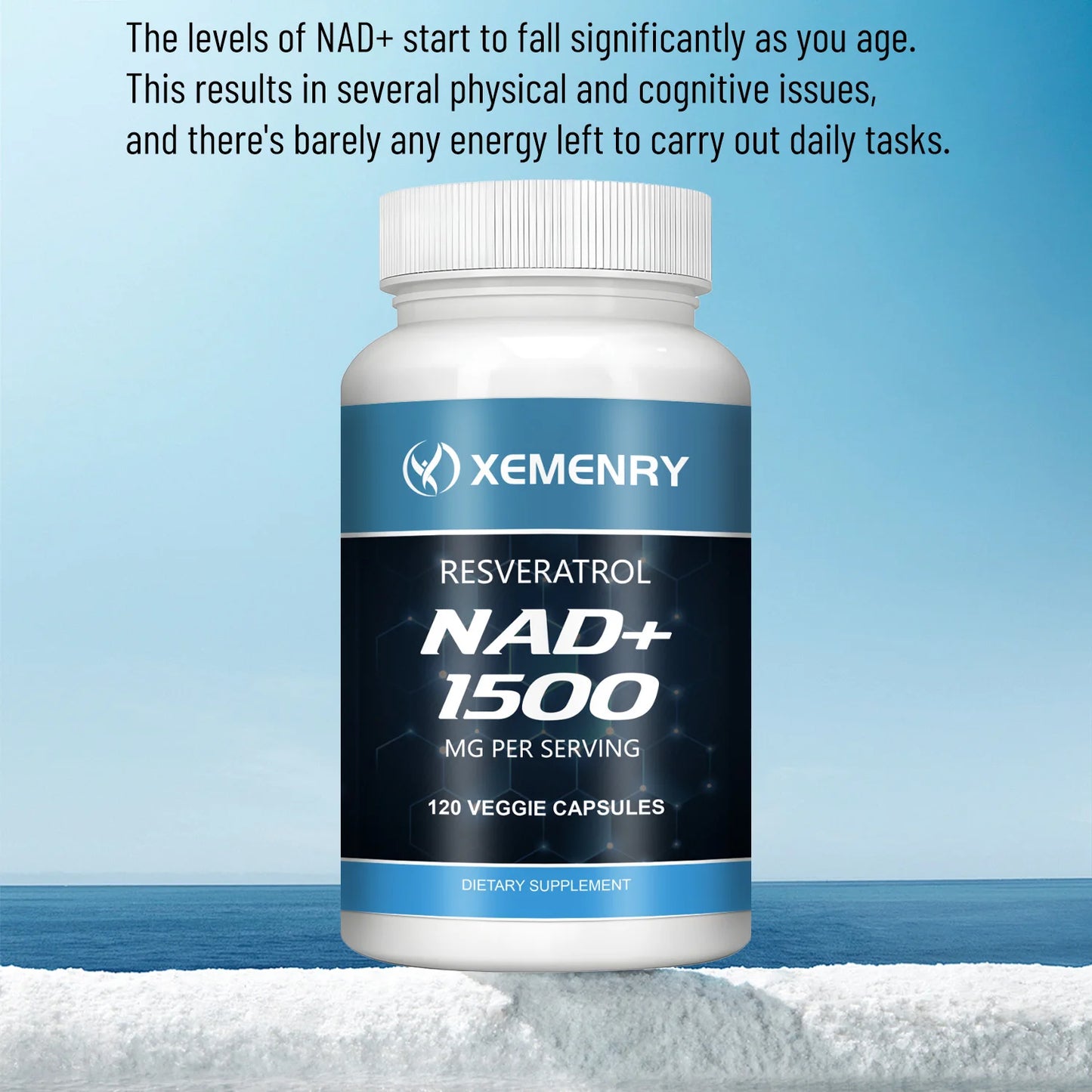 NAD+ Supplement with Resveratrol - Natural Energy Booster, Cellular Health Support, Anti-Aging Formula - 120 Capsules