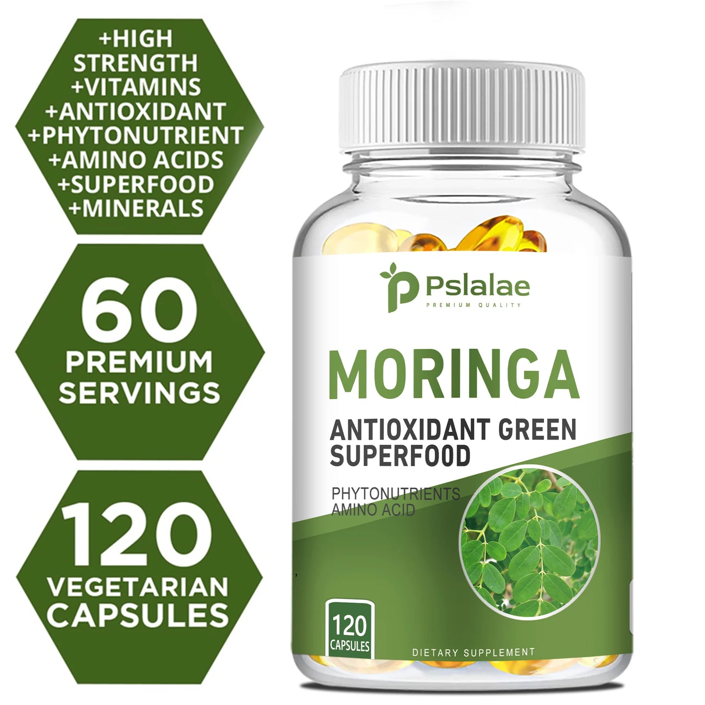 Moringa - Bone, Joint, Immune Health | Enhance Energy, Endurance, Concentration - 120 Capsules