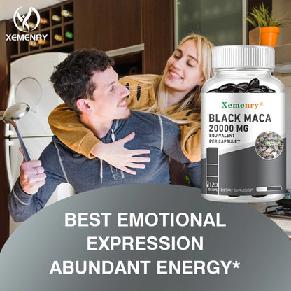 Black Maca Supplement - Promotes Power and Muscle Growth in Men | 120 Capsules