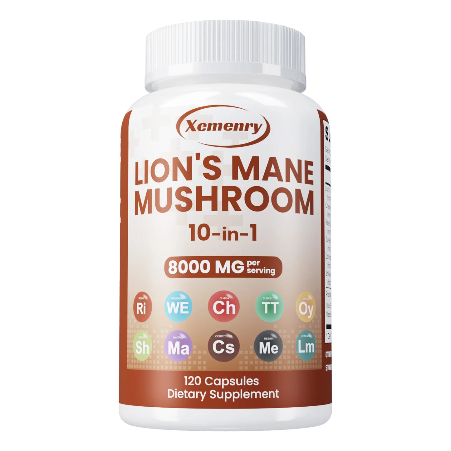 Lion's Mane Mushroom Capsules - Brain Health, Memory & Cognition, Immune Support - 120 Capsules