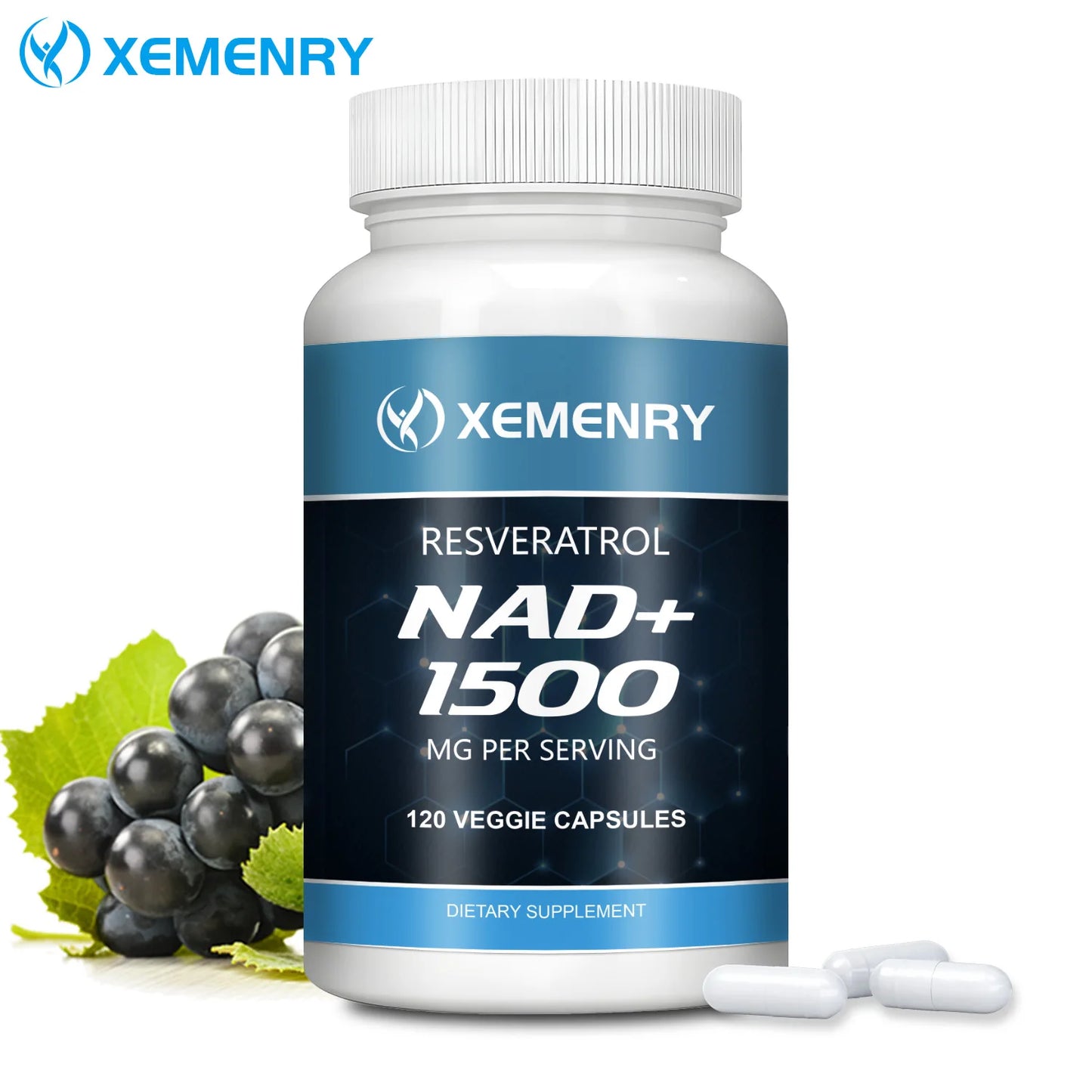 NAD+ Supplement with Resveratrol - Natural Energy Booster, Cellular Health Support, Anti-Aging Formula - 120 Capsules