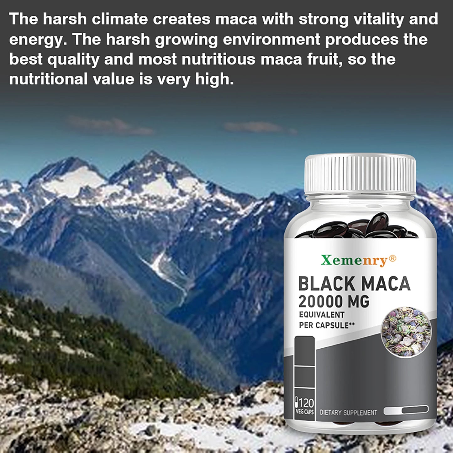 Black Maca Supplement - Promotes Power and Muscle Growth in Men | 120 Capsules