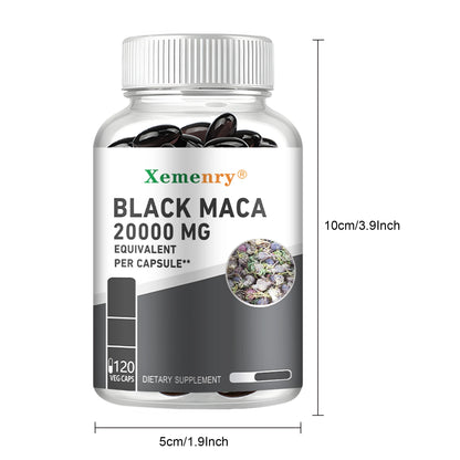 Black Maca Supplement - Promotes Power and Muscle Growth in Men | 120 Capsules