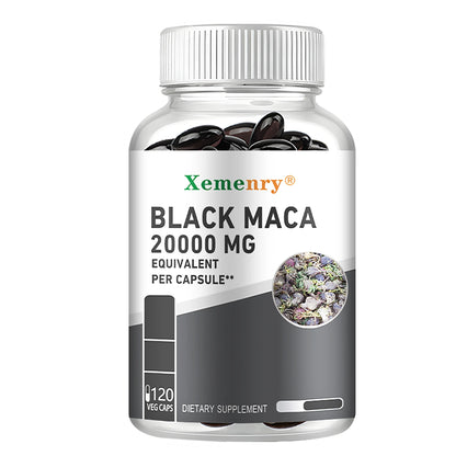 Black Maca Supplement - Promotes Power and Muscle Growth in Men | 120 Capsules