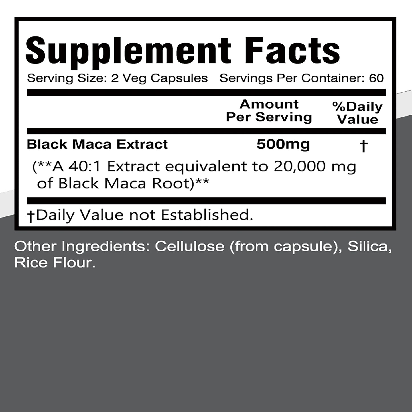 Black Maca Supplement - Promotes Power and Muscle Growth in Men | 120 Capsules