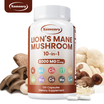 Lion's Mane Mushroom Capsules - Brain Health, Memory & Cognition, Immune Support - 120 Capsules