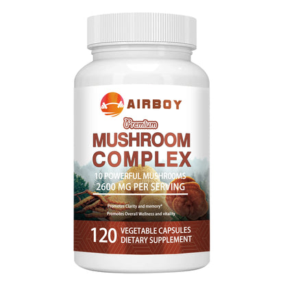 Mushroom Complex - with Lions Mane, Chaga, Reishi Nootropic Brain Supplement for Memory and Focus, Enhance Energy - 120 Capsules