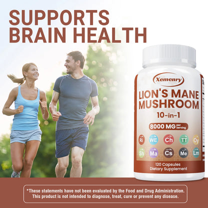 Lion's Mane Mushroom Capsules - Brain Health, Memory & Cognition, Immune Support - 120 Capsules