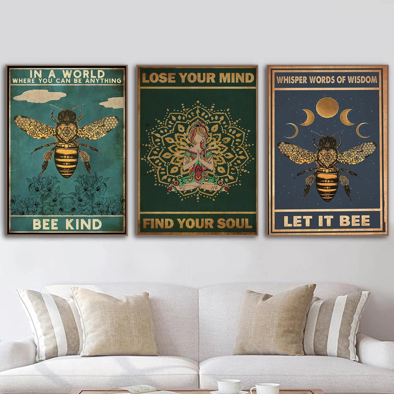 Mental Bee Kind Lose Your Mind Find Your Soul Poster and Print Yoga Wall Decoration