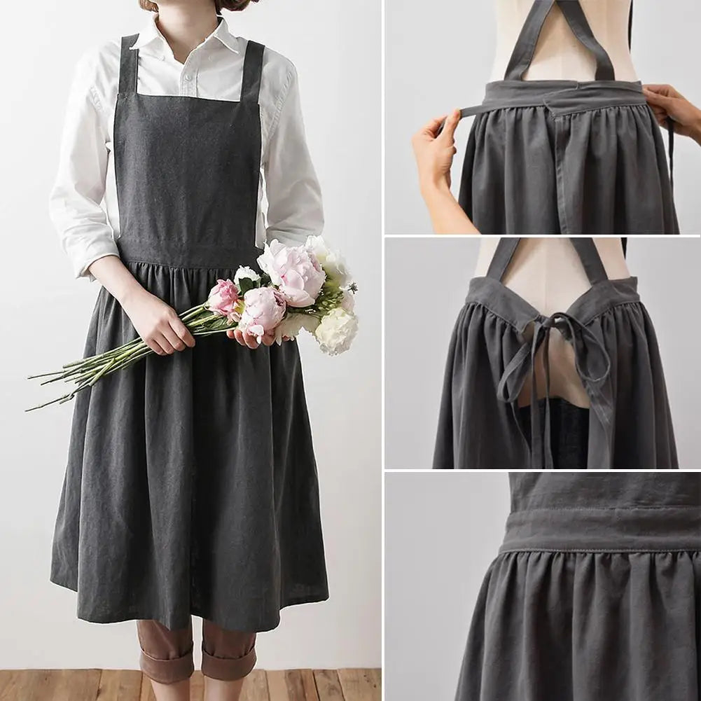 Nordic Simple Florist Apron - Cotton Linen Gardening & Coffee Shop Pinafore