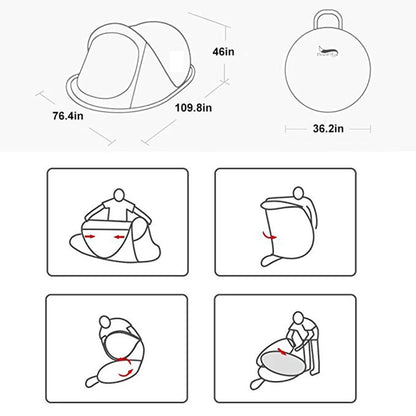 Desert&amp;Fox Automatisches Pop-up-Zelt, 3–4 Personen, Outdoor-Zelt mit sofortigem Aufbau, wasserdichtes 4-Jahreszeiten-Zelt für Wandern, Camping, Reisen