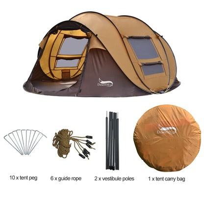 Desert&amp;Fox Automatisches Pop-up-Zelt, 3–4 Personen, Outdoor-Zelt mit sofortigem Aufbau, wasserdichtes 4-Jahreszeiten-Zelt für Wandern, Camping, Reisen