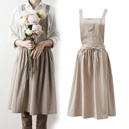 Nordic Simple Florist Apron - Cotton Linen Gardening & Coffee Shop Pinafore