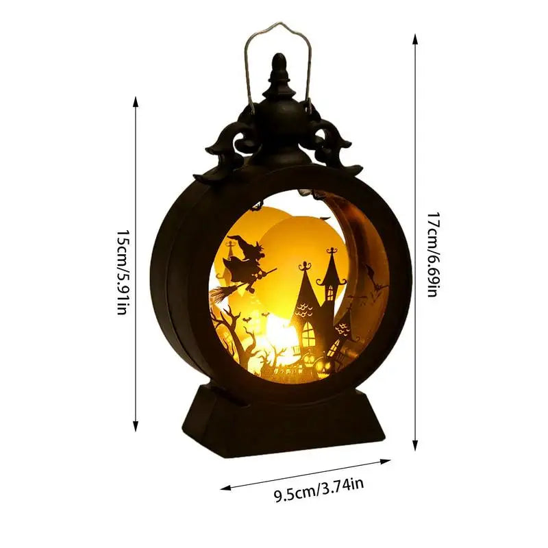 Gothic Vintage Halloween Lantern - Witch Pumpkin LED Light