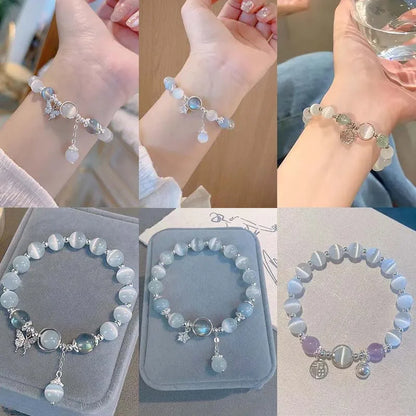 Korean White Moonlight Stone Crystal Bracelet for Women or Girls
