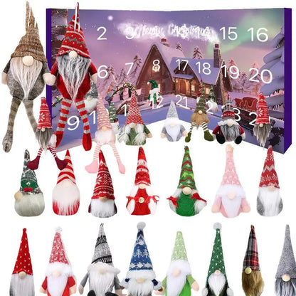 Christmas Gnome Advent Calendar - 24-Day Countdown with Plush Gnome Dolls