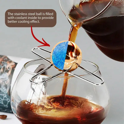 Coffee Freezer Ball Reusable Coffee Cooling Tool Stainless Steel Espresso Frozen Ice Ball Cooling Coffee Flavor Enhancer Gadgets