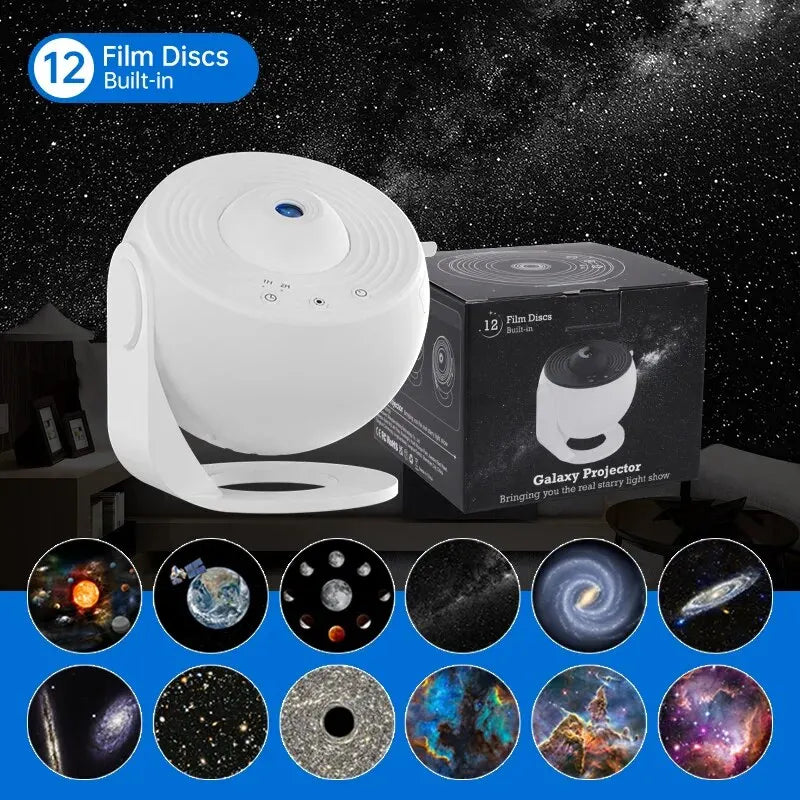 Galaxy Projector Night Light with 13 Film Discs & 360° Rotation