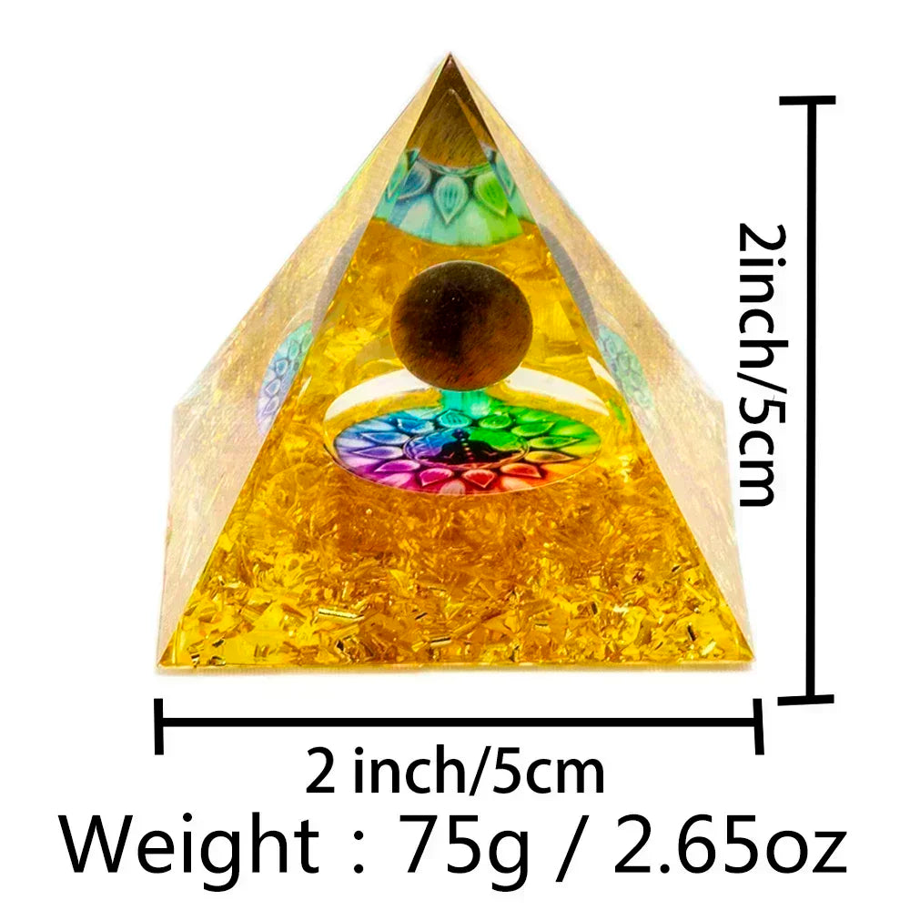 Natural Crystal Energy Generator Pyramid - Peridot Amethyst Reiki Healing Chakra Resin Pyramid, Egyptian Decor, Room Decoration by AierCrystal