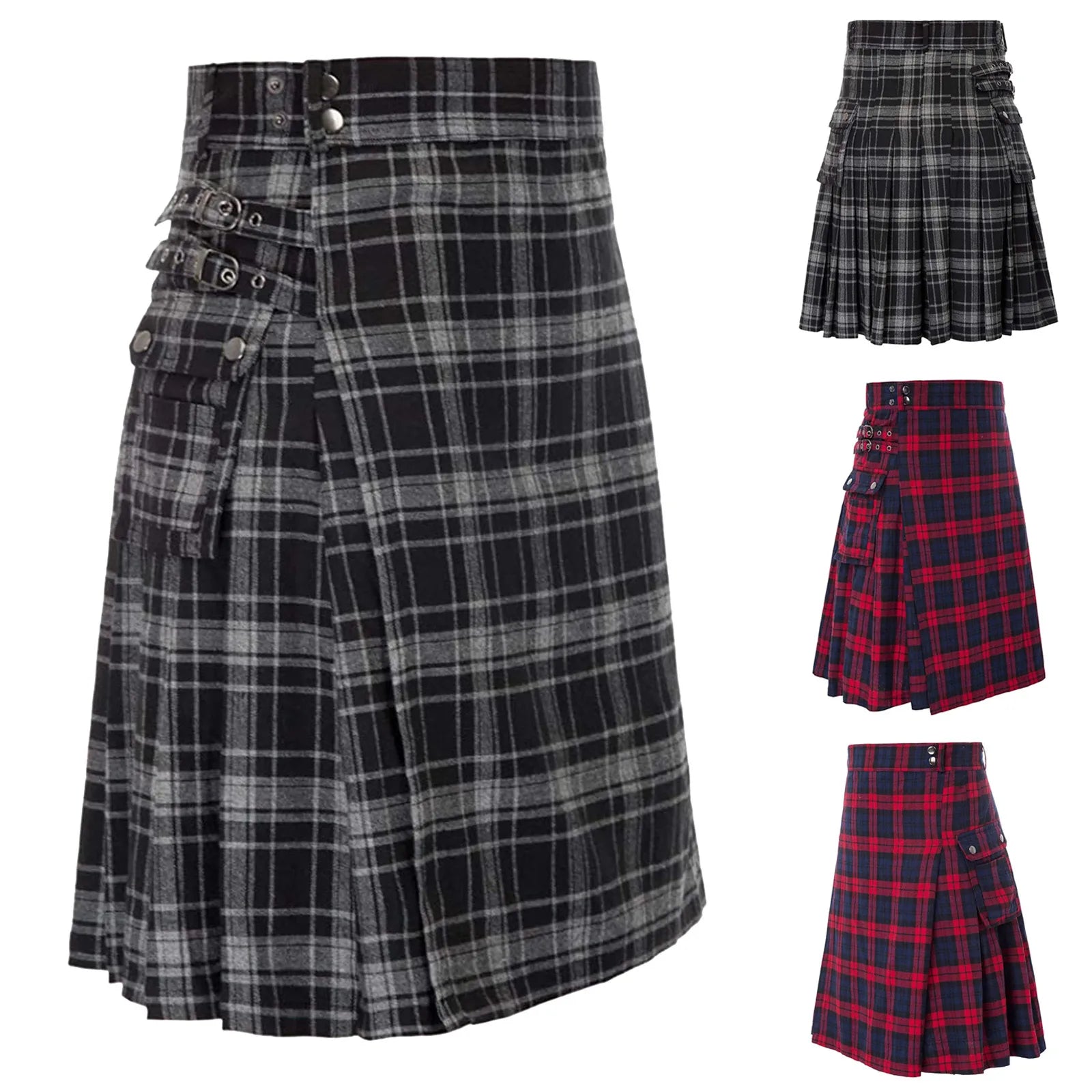 Mens Fashion Scottish Style Plaid Kilt - Casual Men's Wear