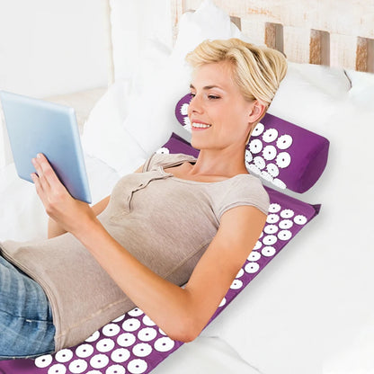 Ergonomic Purple Yoga Massage Pads - Enhanced Touchpoints for Neck, Back & Foot Relief