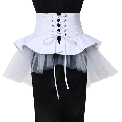 Steampunk Corset Overskirt Gothic Punk Skirt Women Halloween Party Carnival Cocktail Tulle Skirts