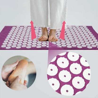 Ergonomic Purple Yoga Massage Pads - Enhanced Touchpoints for Neck, Back & Foot Relief