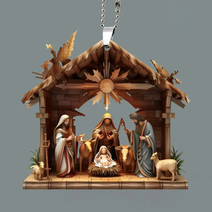 Acrylic Nativity Scene Ornaments - 2D Christmas Tree Decorations