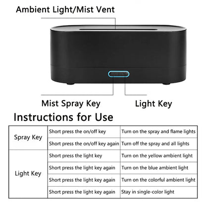 CREAROMA Ultrasonic Aroma Diffuser & Cool Mist Humidifier with LED Flame Effect