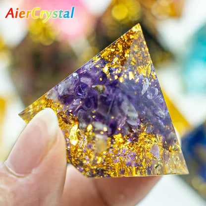 1.18in Natural Crystal Pyramid Energy Generator - Quartz Amethyst Reiki Healing Chakra Pyramid Meditation Tool