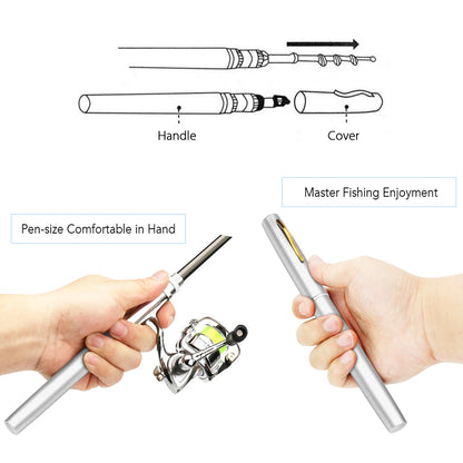 Pocket Collapsible Fishing Rod Reel Combo Mini Pen Fishing Pole Kit Telescopic Fishing Rod Spinning Reel Combo Kit