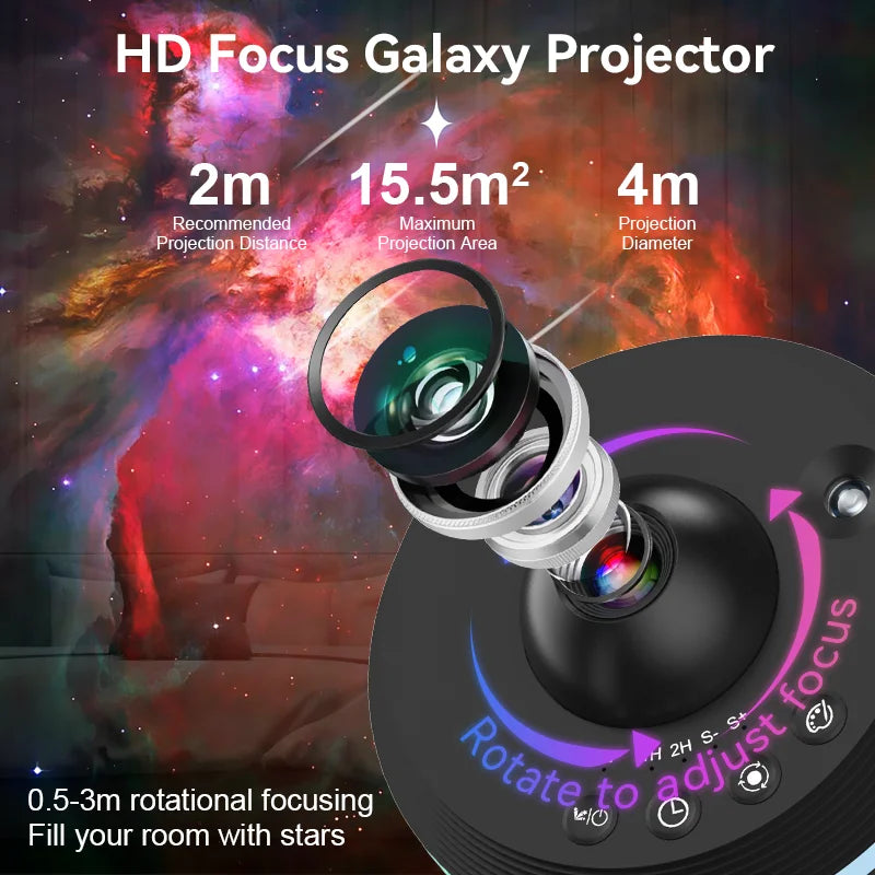 12 IN 1 Galaxy Star Projector with Meteor Ultra Clear Night Light Lamp - Rotary Space Ball Planetarium Projector Lights for Kids