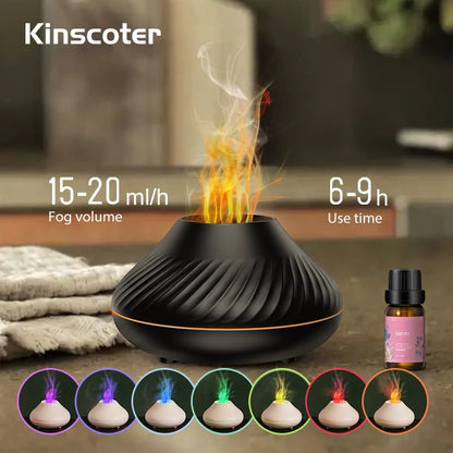 KINSCOTER Volcanic Aroma Diffuser & Essential Oil Lamp with Color Flame Night Light