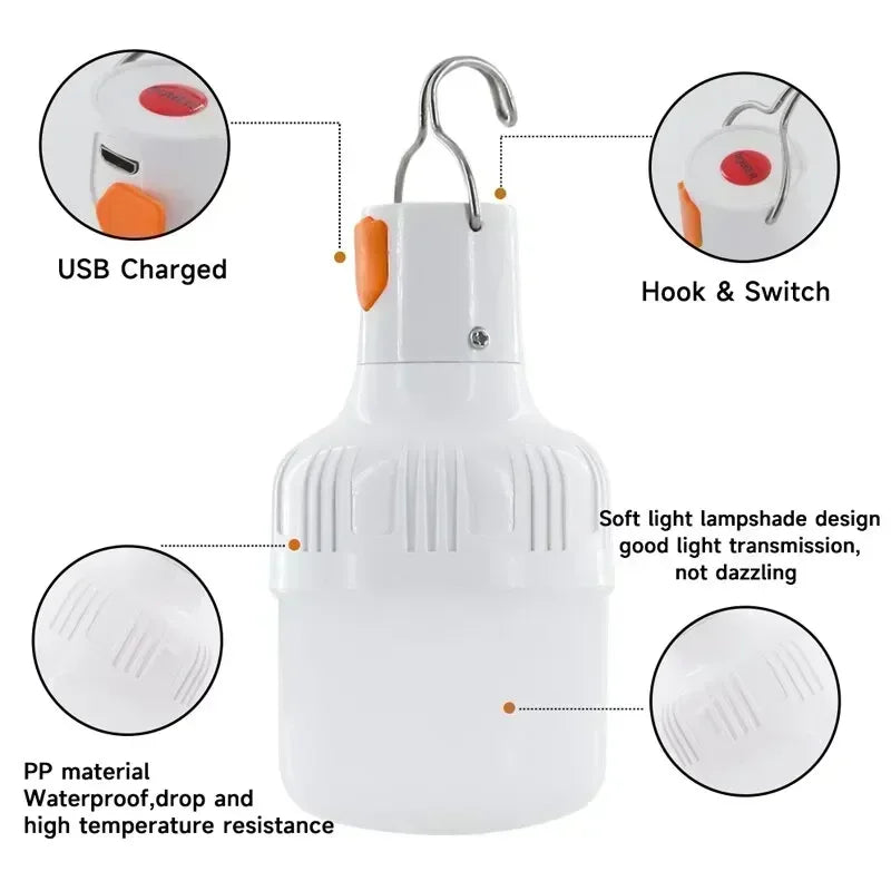 Outdoor Camping Supplies USB Rechargeable LED Lantern Hiking