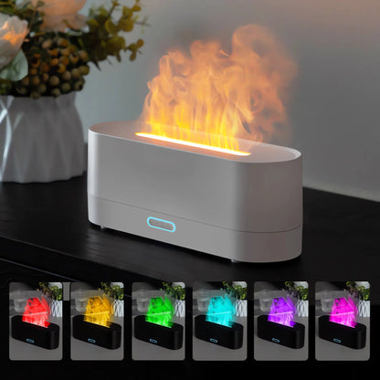 CREAROMA Ultrasonic Aroma Diffuser & Cool Mist Humidifier with LED Flame Effect