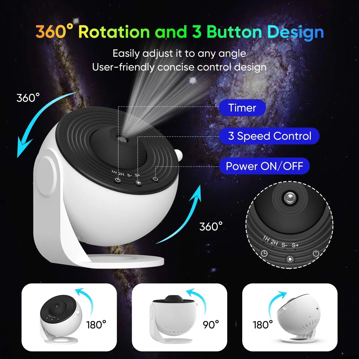 Galaxy Projector Night Light with 13 Film Discs & 360° Rotation