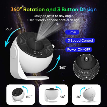 Galaxy Projector Night Light with 13 Film Discs & 360° Rotation