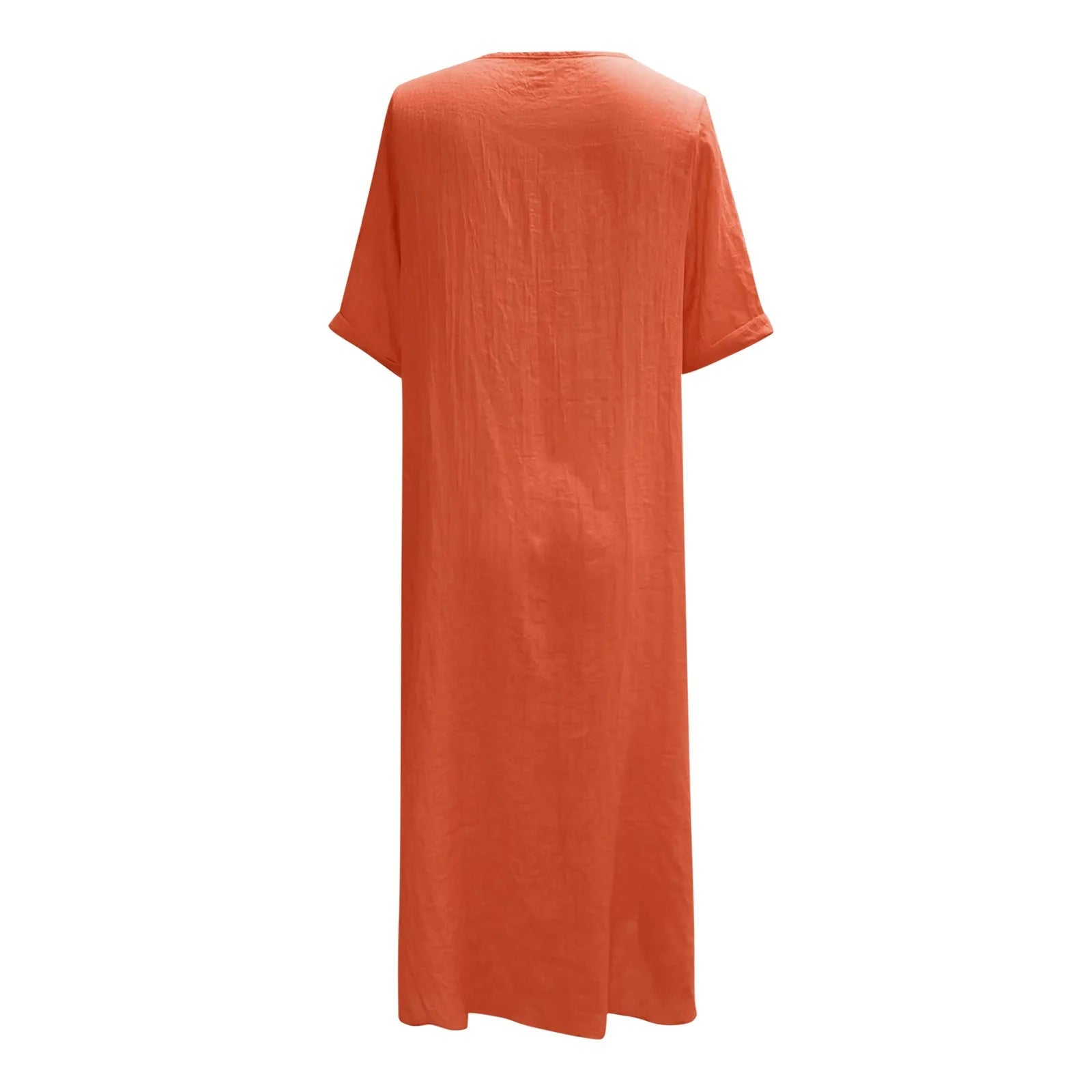 2024 Summer Women’s V-neck High Waist Cotton Linen Loose Dress