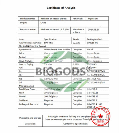 BIOGODS LIONS MANE Supreme Extract Powder - Hericium Erinaceus (50g - 1000g) Factory Direct Shipping
