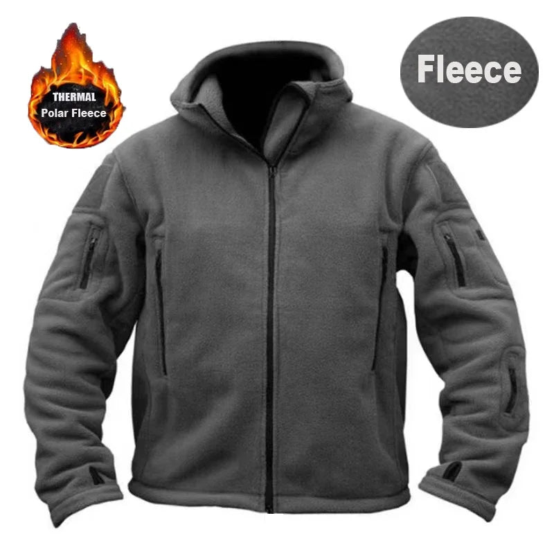 Mens Hiking Fishing Camping Trekking Thermal Polar Fleece Tactical Jackets Outdoor Sports Hood Coat Softshell