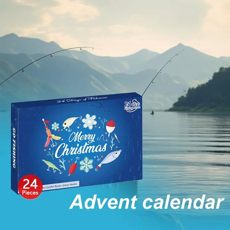 Advent Calendar Fishing Tackle Set - 24X Christmas Countdown Calendar with Fishing Lures