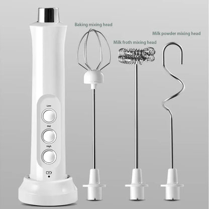 Versatile 3-in-1 High-Speed Electric Milk Frother - Rechargeable, Wireless, and Portable for Perfect Foam