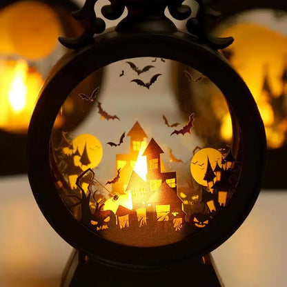 Gothic Vintage Halloween Lantern - Witch Pumpkin LED Light