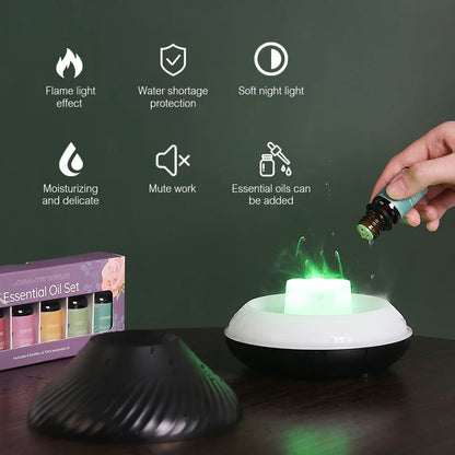 KINSCOTER Volcanic Aroma Diffuser & Essential Oil Lamp with Color Flame Night Light